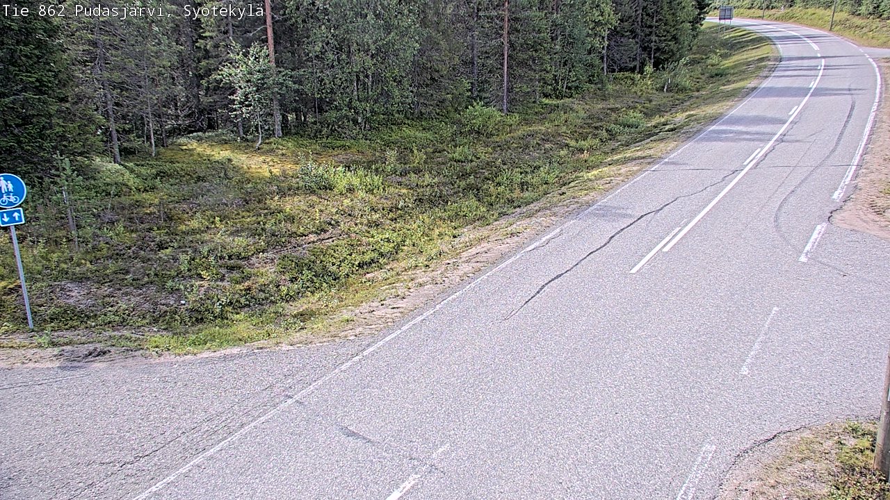 Weather Camera Image Road 862 Pudasjärvi, Syötekylä, Pudasjärvi, Pohjois-Pohjanmaa