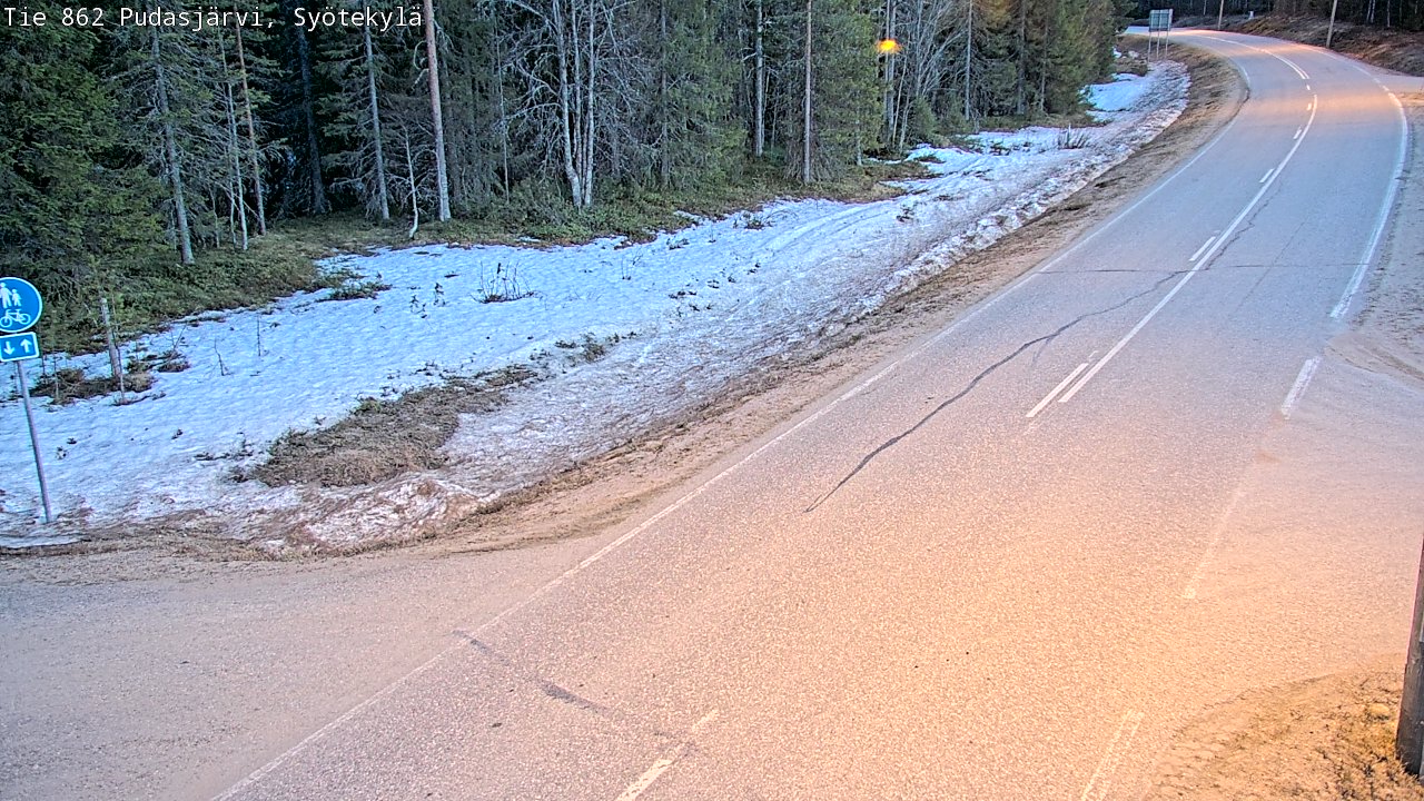 Weather Camera Image Väg 862 Pudasjärvi, Syötekylä, Pudasjärvi, Pohjois-Pohjanmaa