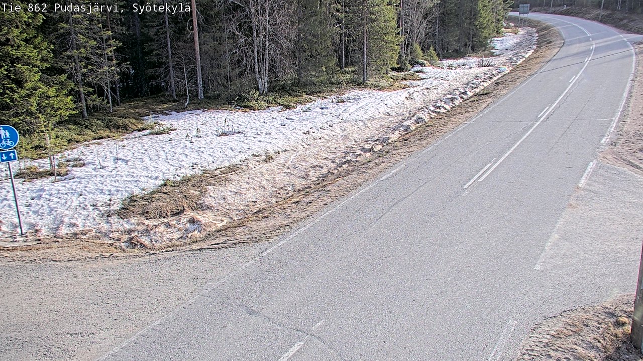 Weather Camera Image Väg 862 Pudasjärvi, Syötekylä, Pudasjärvi, Pohjois-Pohjanmaa
