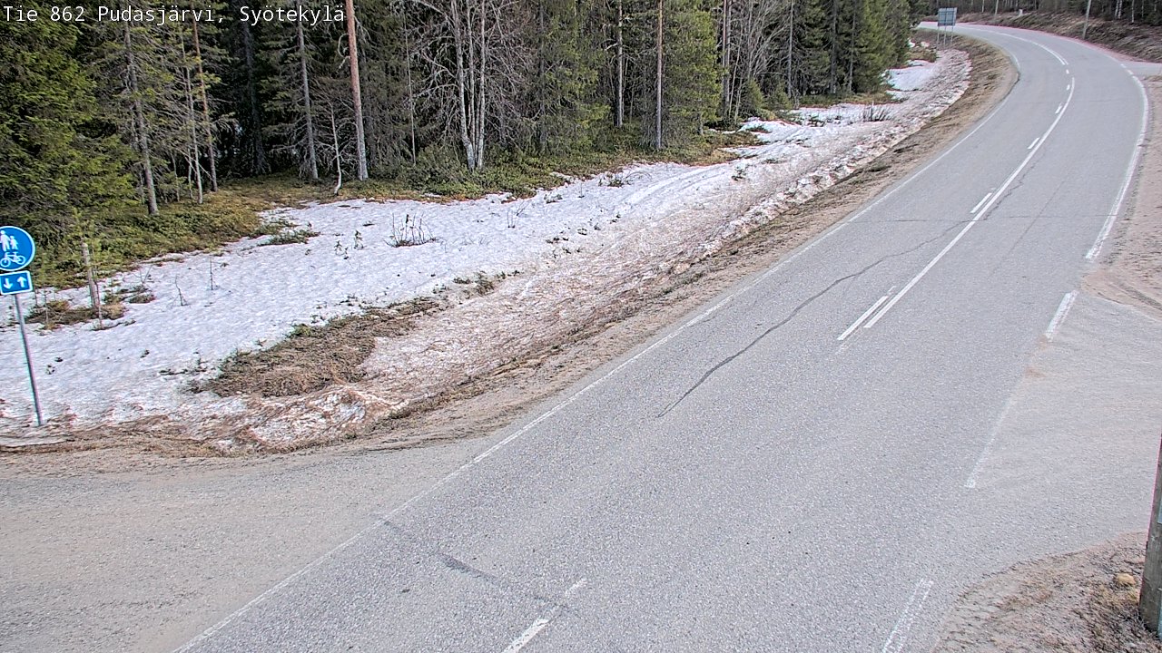 Weather Camera Image Väg 862 Pudasjärvi, Syötekylä, Pudasjärvi, Pohjois-Pohjanmaa