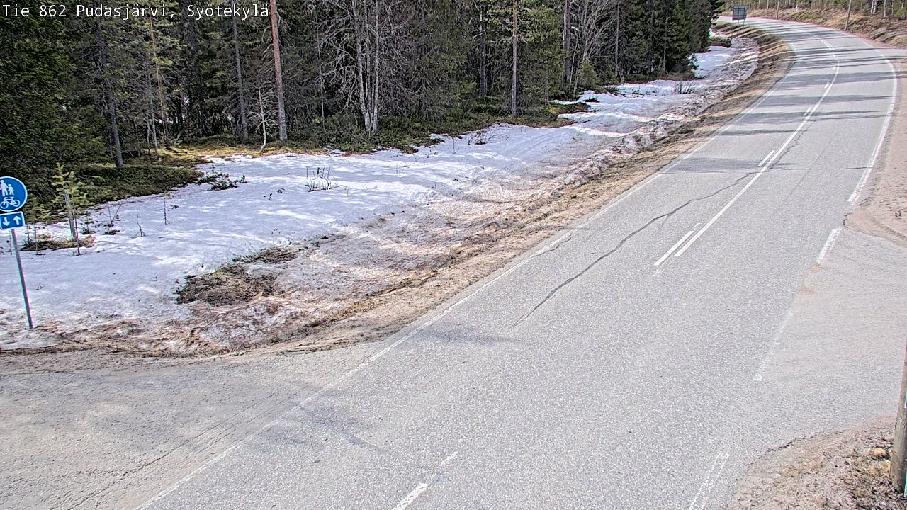 Weather Camera Image Väg 862 Pudasjärvi, Syötekylä, Pudasjärvi, Pohjois-Pohjanmaa