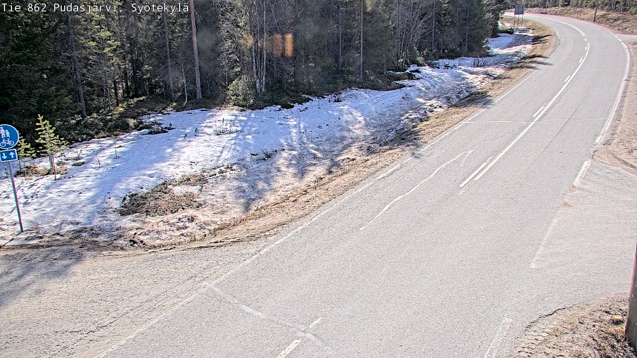 Weather Camera Image Väg 862 Pudasjärvi, Syötekylä, Pudasjärvi, Pohjois-Pohjanmaa
