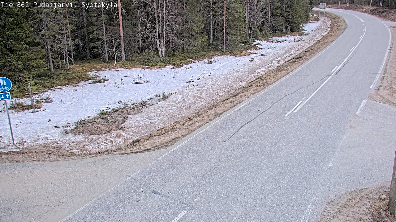 Weather Camera Image Road 862 Pudasjärvi, Syötekylä, Pudasjärvi, Pohjois-Pohjanmaa