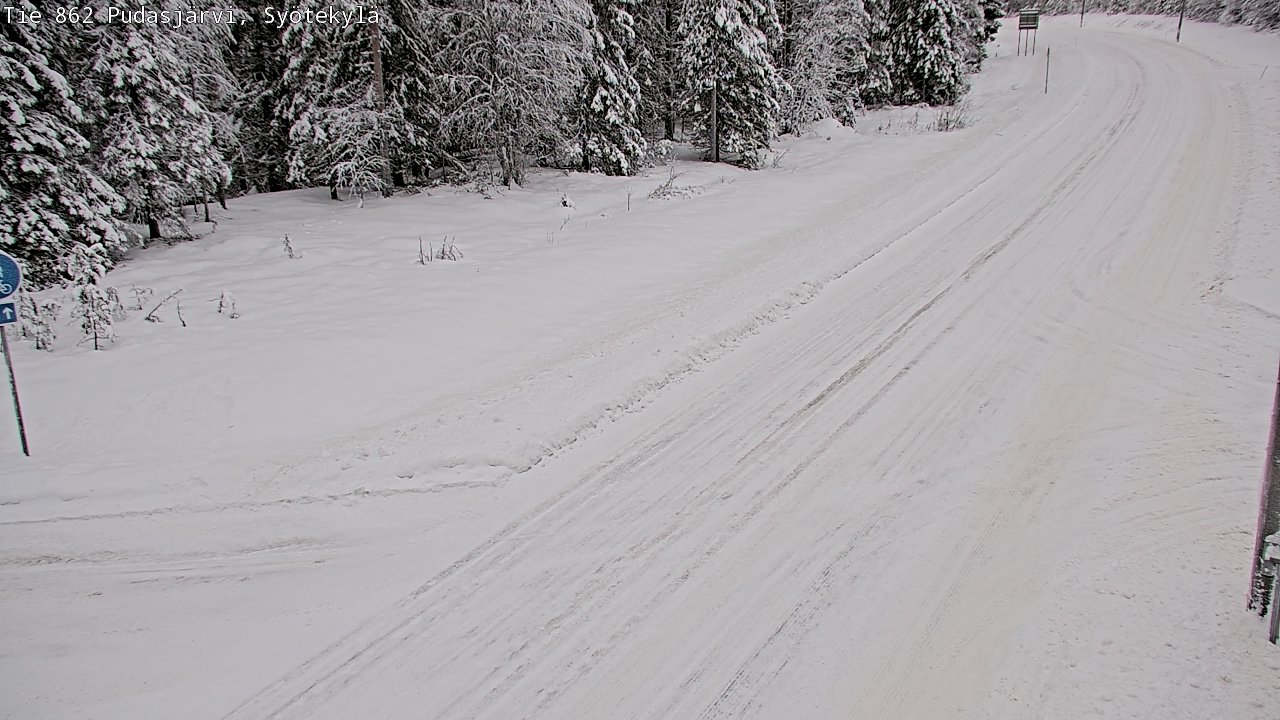 Weather Camera Image Road 862 Pudasjärvi, Syötekylä, Pudasjärvi, Pohjois-Pohjanmaa