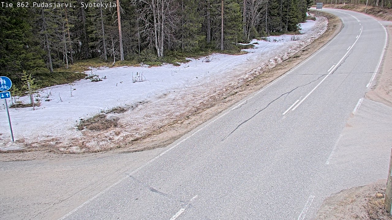 Weather Camera Image Väg 862 Pudasjärvi, Syötekylä, Pudasjärvi, Pohjois-Pohjanmaa