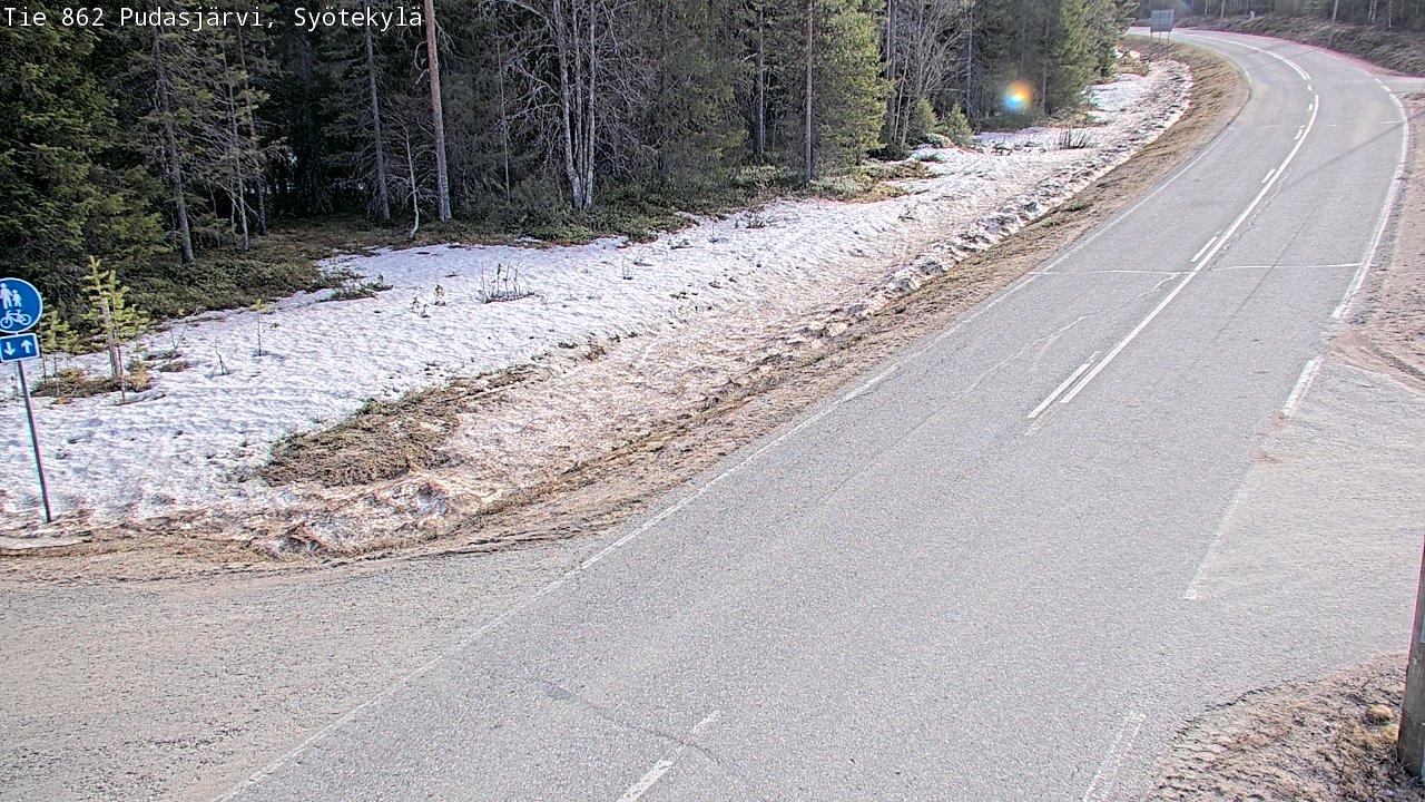 Weather Camera Image Väg 862 Pudasjärvi, Syötekylä, Pudasjärvi, Pohjois-Pohjanmaa