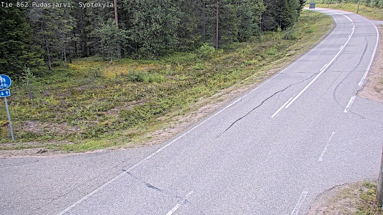 Weather Camera Image Road 862 Pudasjärvi, Syötekylä, Pudasjärvi, Pohjois-Pohjanmaa