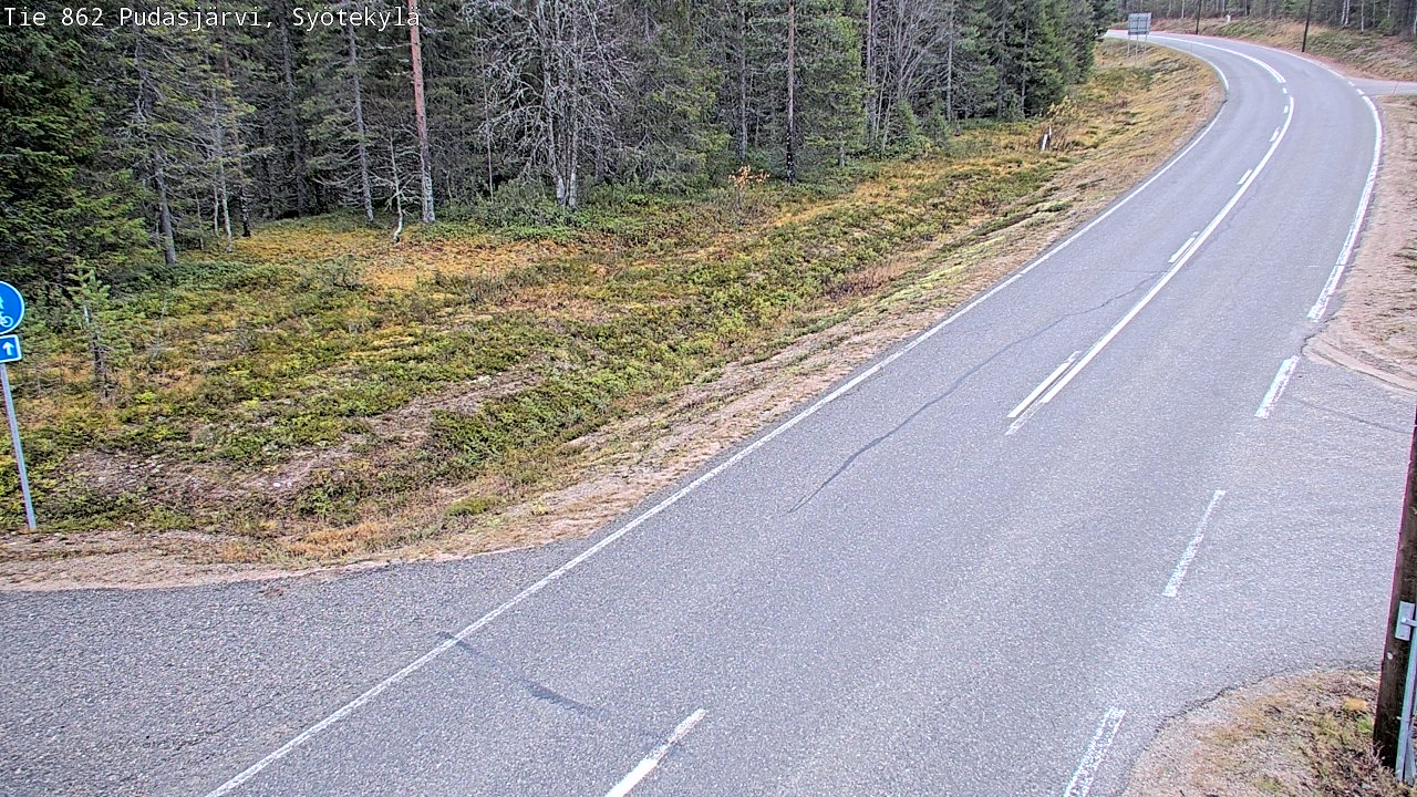 Weather Camera Image Road 862 Pudasjärvi, Syötekylä, Pudasjärvi, Pohjois-Pohjanmaa