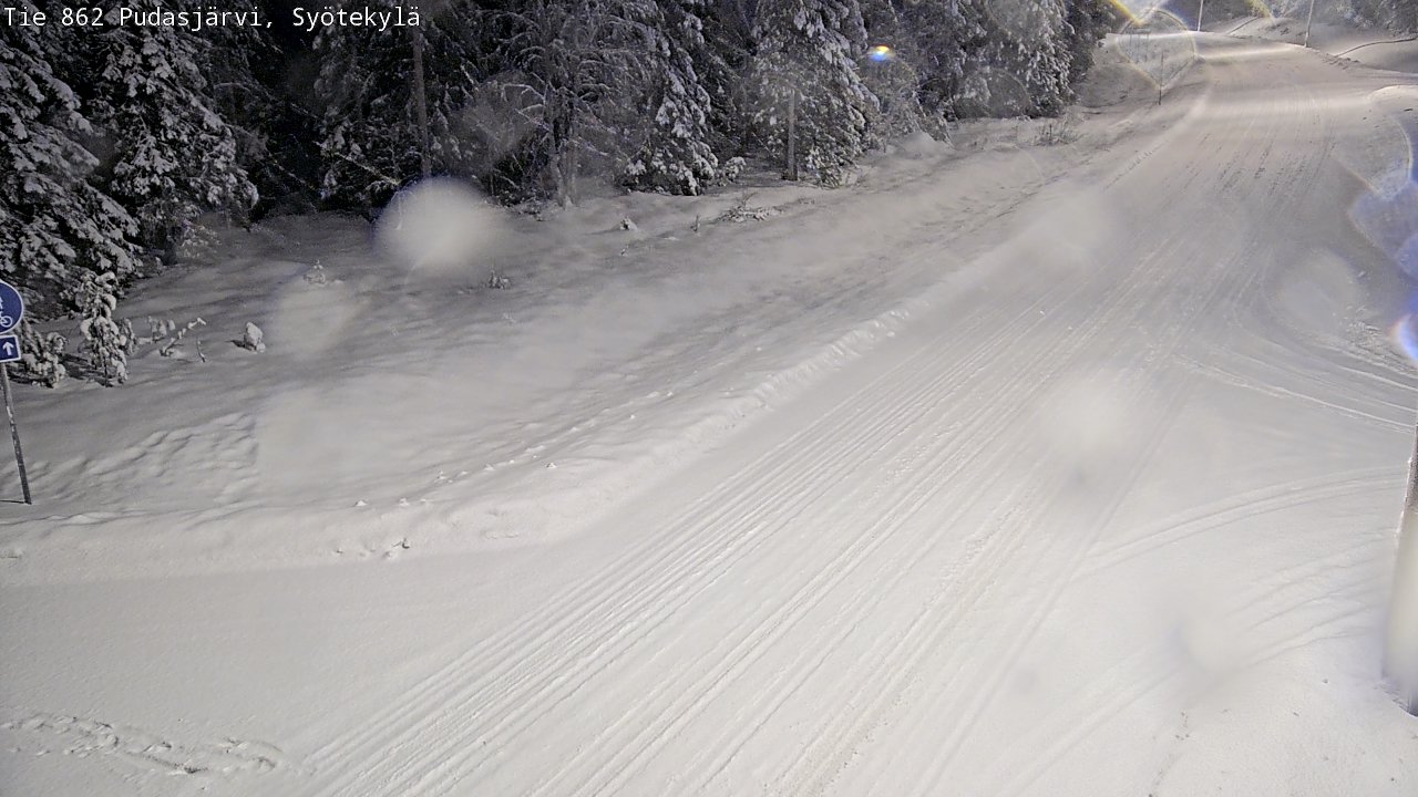Weather Camera Image Road 862 Pudasjärvi, Syötekylä, Pudasjärvi, Pohjois-Pohjanmaa