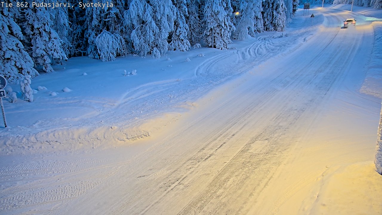 Weather Camera Image Road 862 Pudasjärvi, Syötekylä, Pudasjärvi, Pohjois-Pohjanmaa