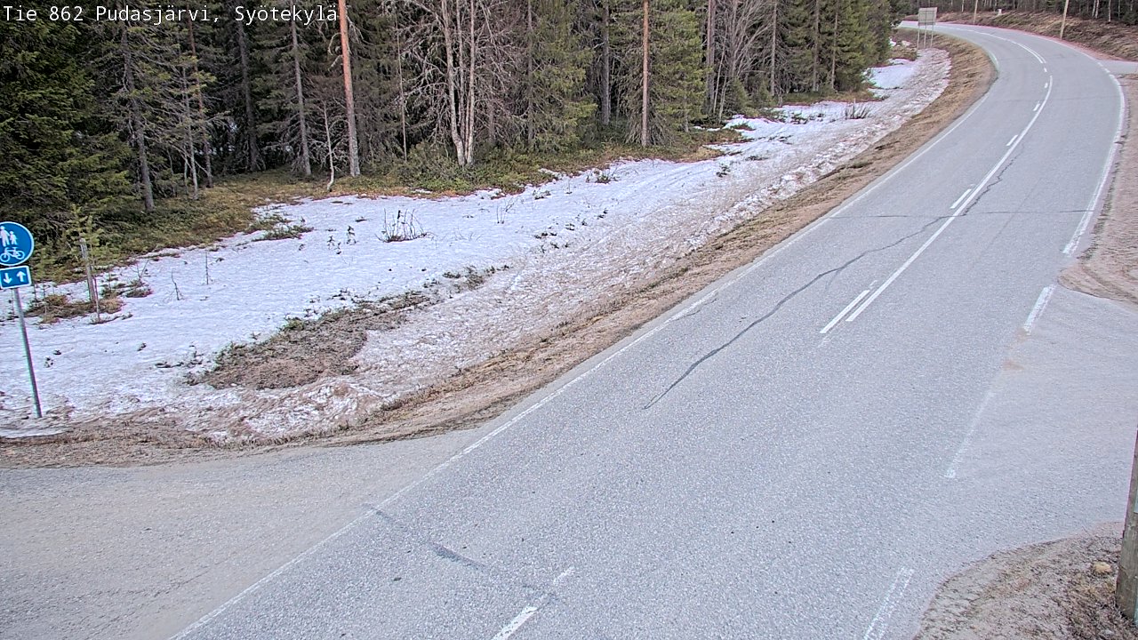 Weather Camera Image Road 862 Pudasjärvi, Syötekylä, Pudasjärvi, Pohjois-Pohjanmaa