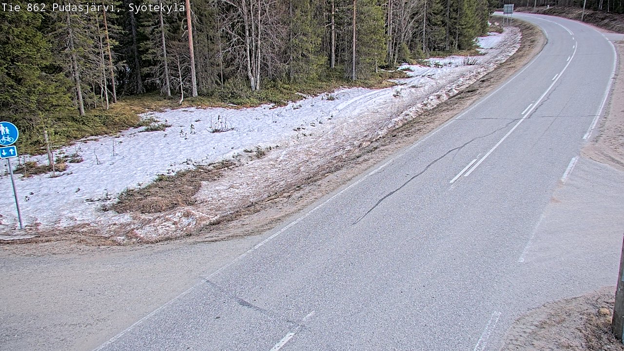 Weather Camera Image Väg 862 Pudasjärvi, Syötekylä, Pudasjärvi, Pohjois-Pohjanmaa
