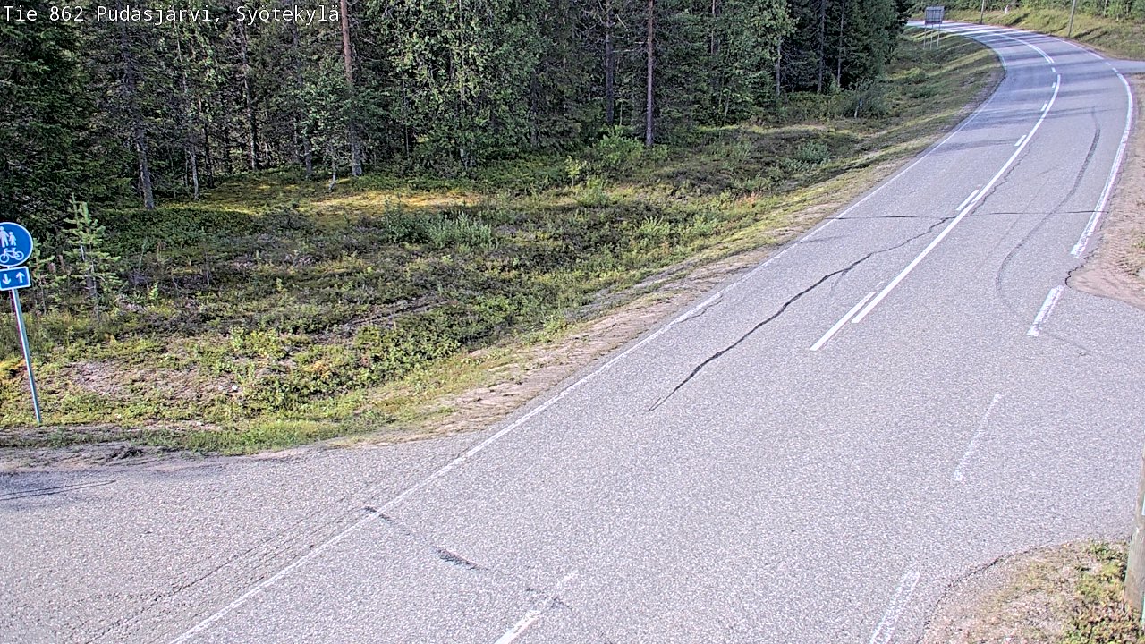 Weather Camera Image Road 862 Pudasjärvi, Syötekylä, Pudasjärvi, Pohjois-Pohjanmaa