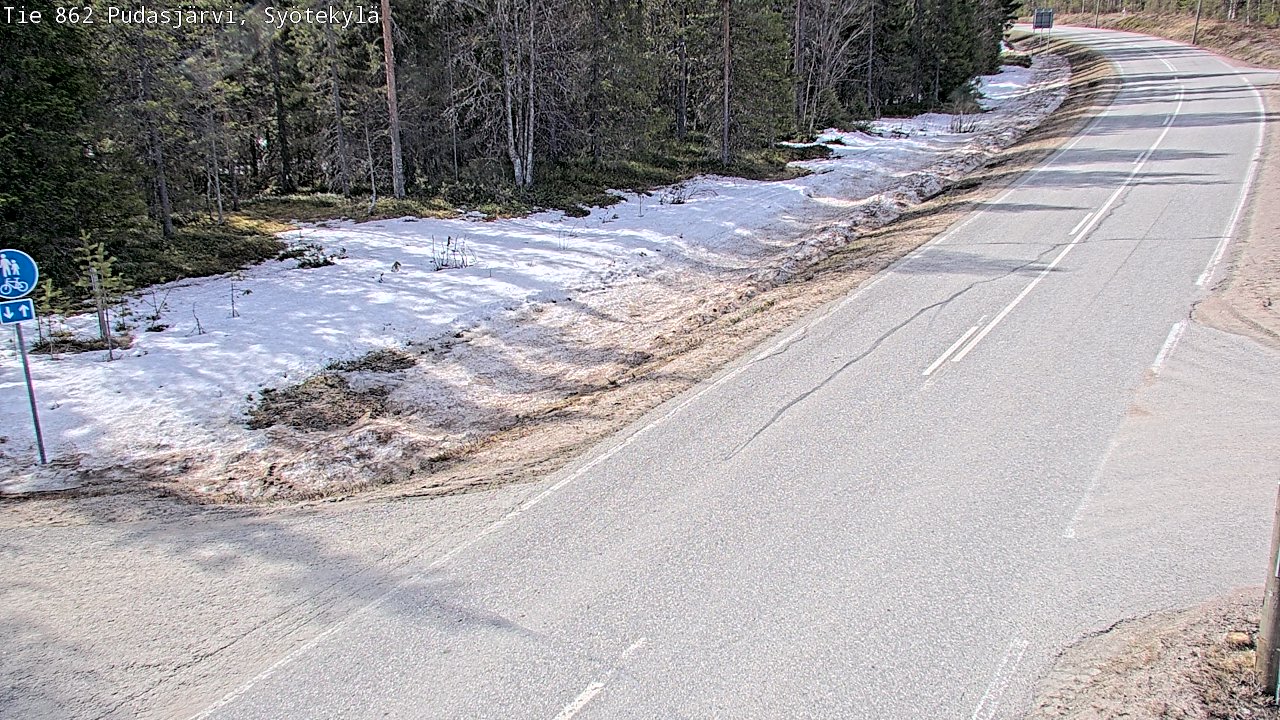 Weather Camera Image Väg 862 Pudasjärvi, Syötekylä, Pudasjärvi, Pohjois-Pohjanmaa