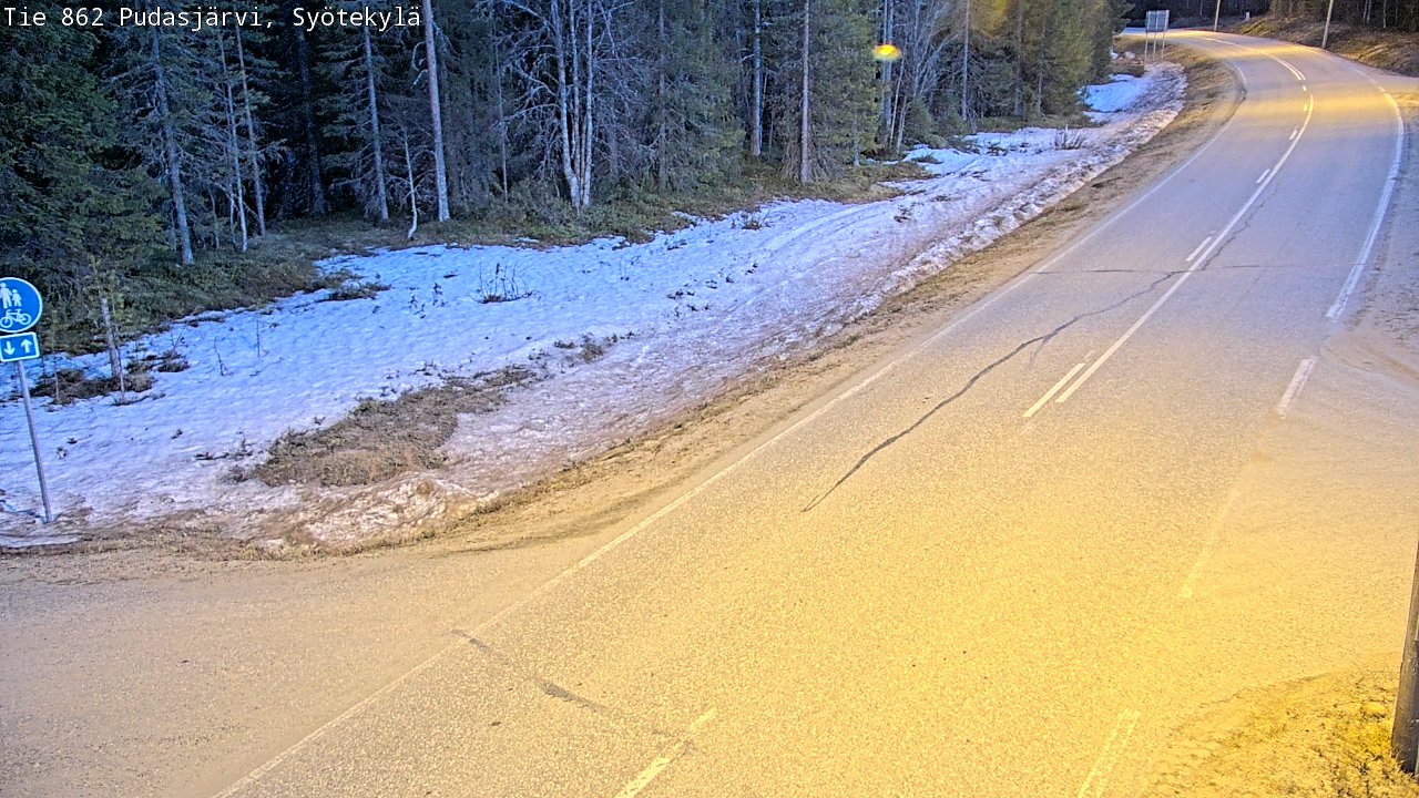 Weather Camera Image Väg 862 Pudasjärvi, Syötekylä, Pudasjärvi, Pohjois-Pohjanmaa