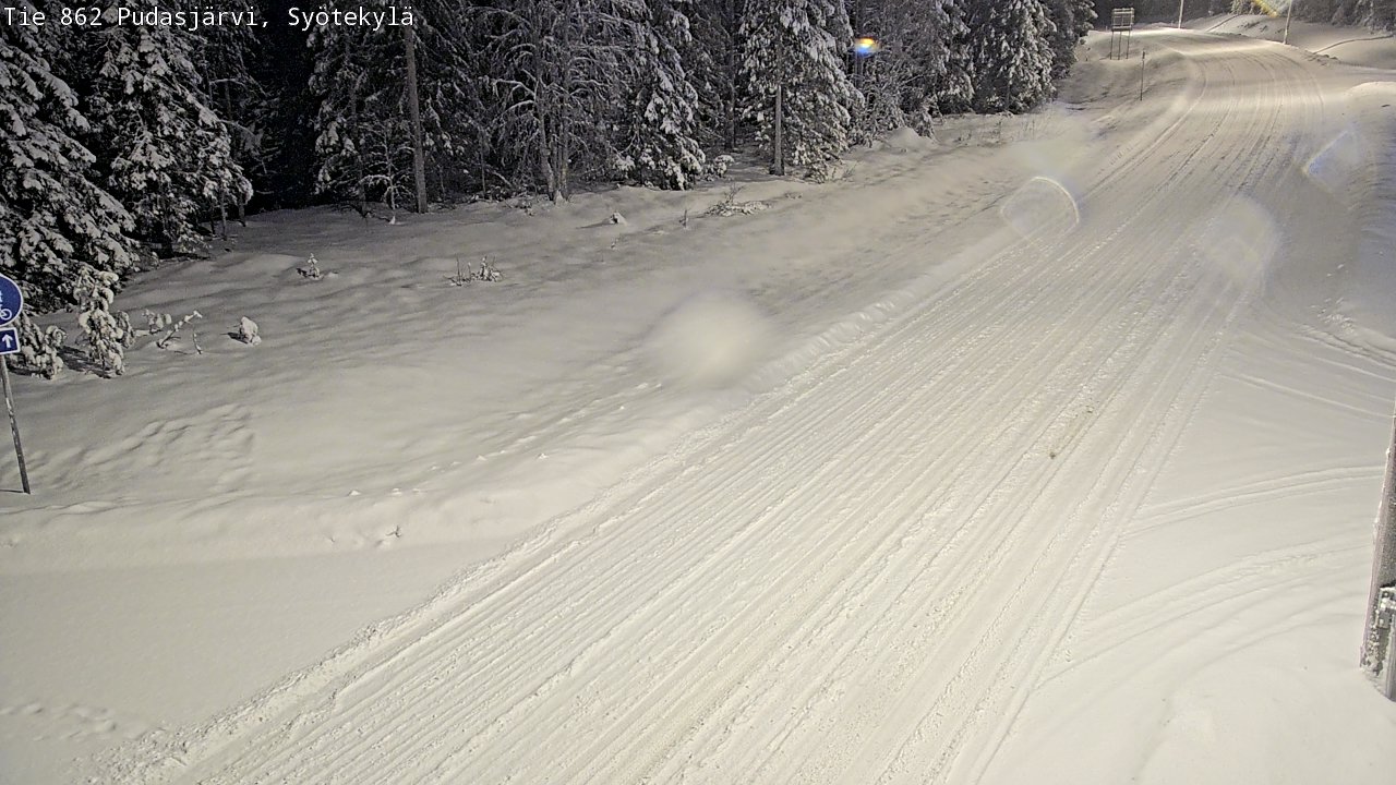 Weather Camera Image Road 862 Pudasjärvi, Syötekylä, Pudasjärvi, Pohjois-Pohjanmaa