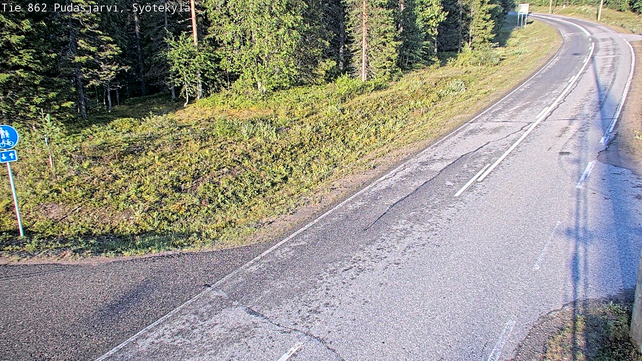 Weather Camera Image Road 862 Pudasjärvi, Syötekylä, Pudasjärvi, Pohjois-Pohjanmaa