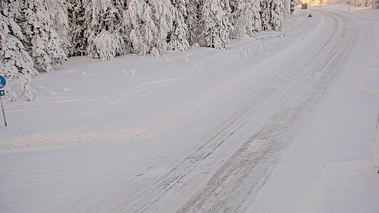 Weather Camera Image Road 862 Pudasjärvi, Syötekylä, Pudasjärvi, Pohjois-Pohjanmaa