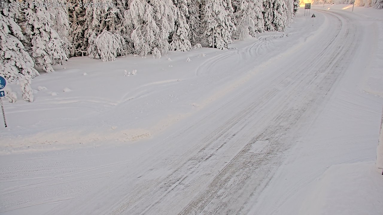 Weather Camera Image Road 862 Pudasjärvi, Syötekylä, Pudasjärvi, Pohjois-Pohjanmaa