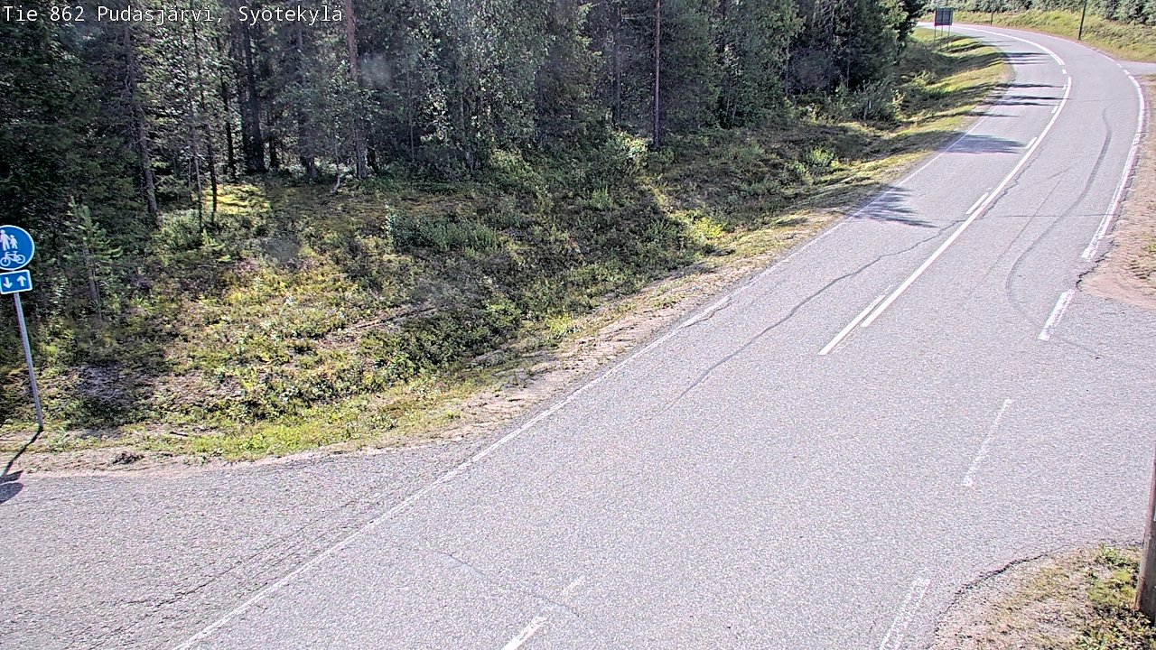 Weather Camera Image Road 862 Pudasjärvi, Syötekylä, Pudasjärvi, Pohjois-Pohjanmaa