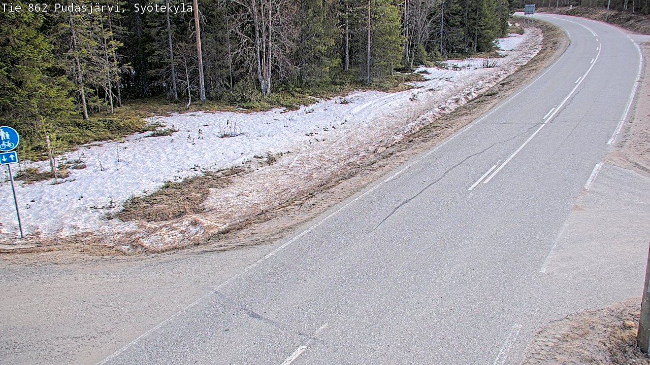 Weather Camera Image Väg 862 Pudasjärvi, Syötekylä, Pudasjärvi, Pohjois-Pohjanmaa