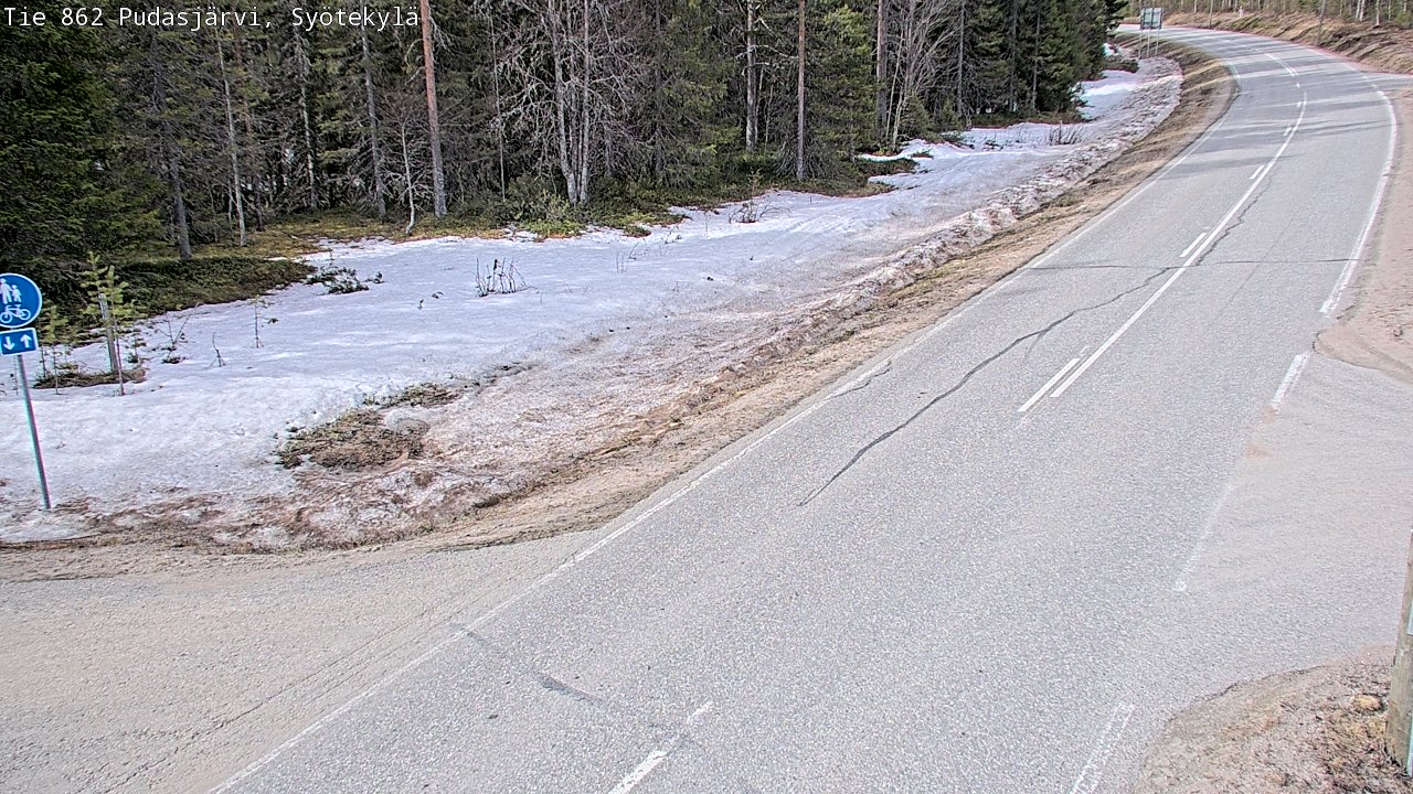Weather Camera Image Väg 862 Pudasjärvi, Syötekylä, Pudasjärvi, Pohjois-Pohjanmaa