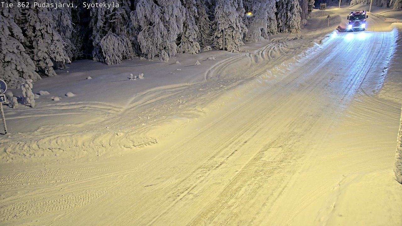Weather Camera Image Road 862 Pudasjärvi, Syötekylä, Pudasjärvi, Pohjois-Pohjanmaa