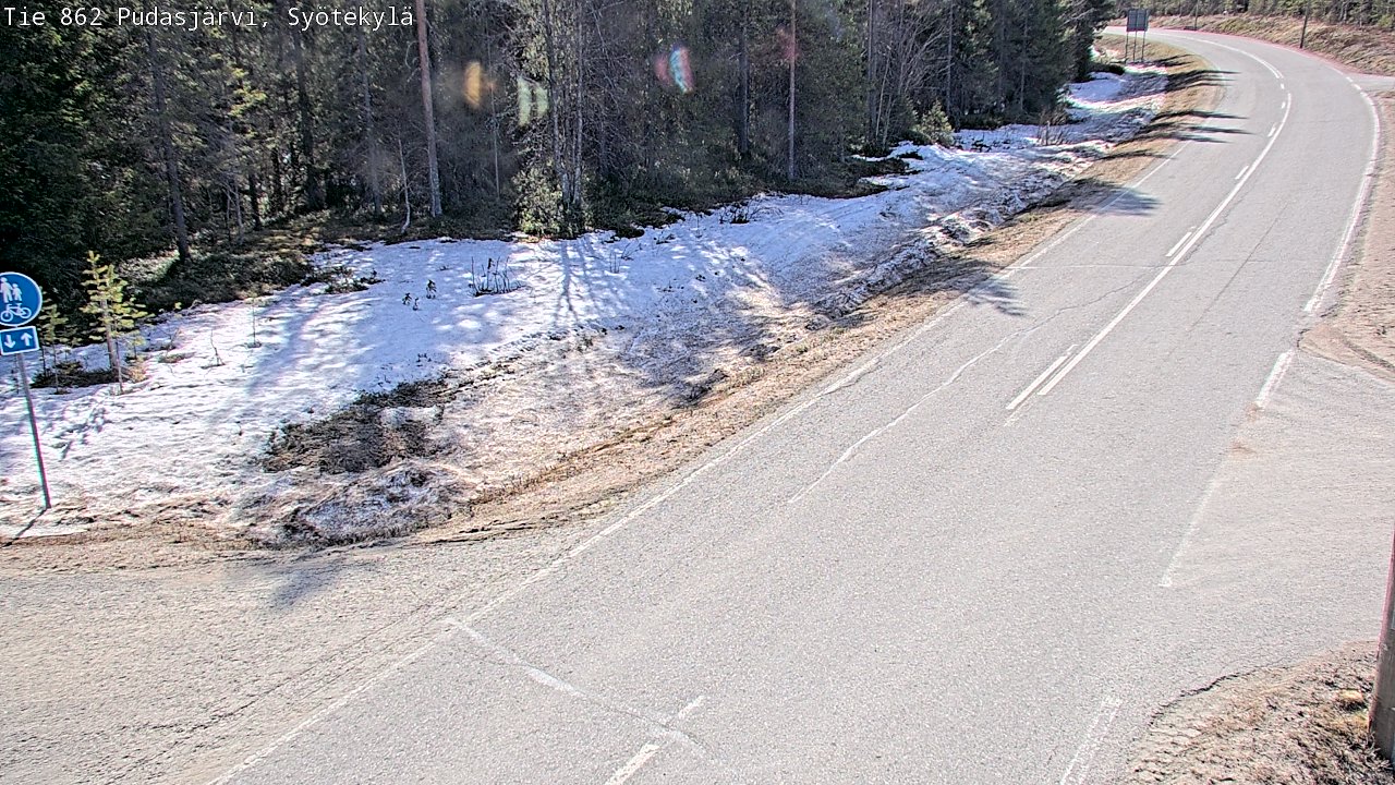 Weather Camera Image Väg 862 Pudasjärvi, Syötekylä, Pudasjärvi, Pohjois-Pohjanmaa