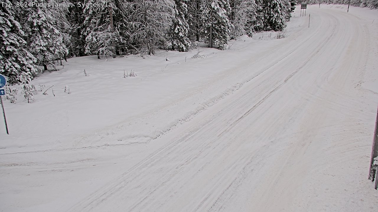 Weather Camera Image Road 862 Pudasjärvi, Syötekylä, Pudasjärvi, Pohjois-Pohjanmaa