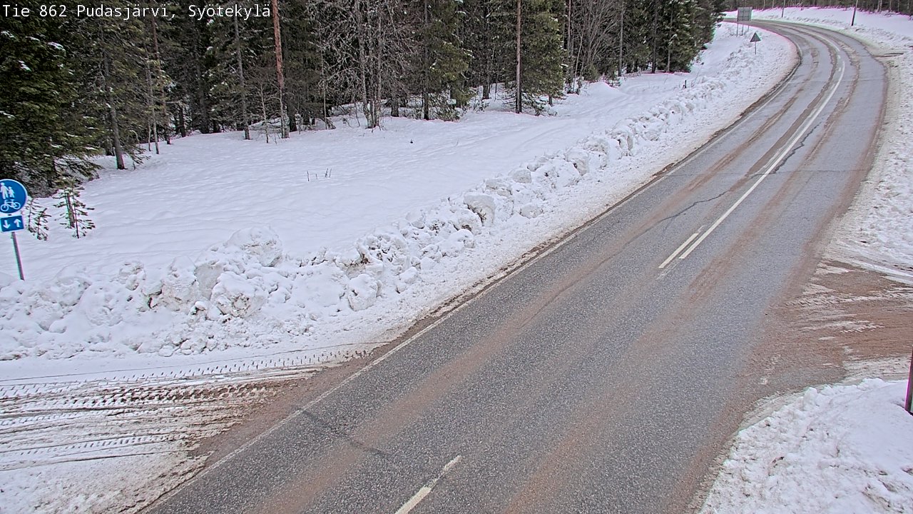 Weather Camera Image Road 862 Pudasjärvi, Syötekylä, Pudasjärvi, Pohjois-Pohjanmaa