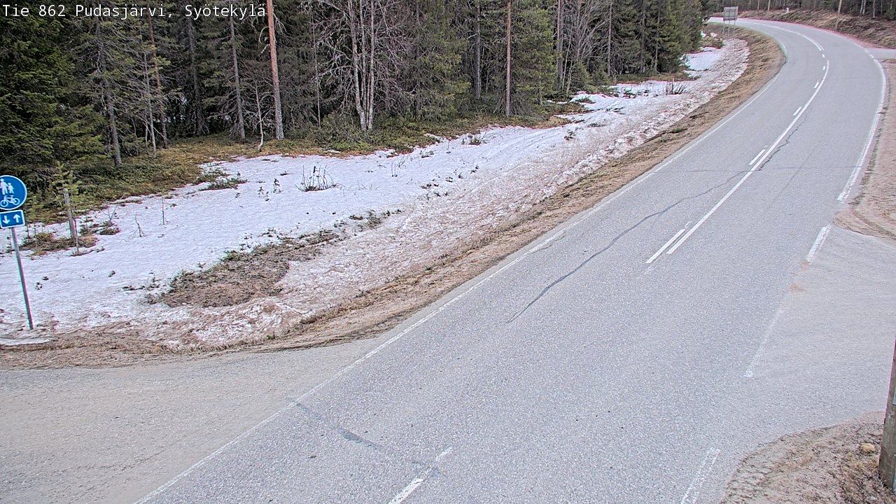 Weather Camera Image Road 862 Pudasjärvi, Syötekylä, Pudasjärvi, Pohjois-Pohjanmaa