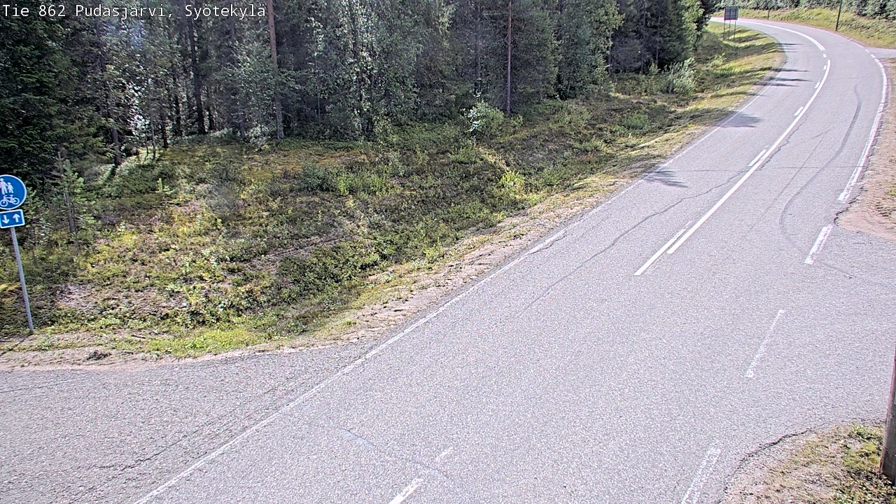 Weather Camera Image Road 862 Pudasjärvi, Syötekylä, Pudasjärvi, Pohjois-Pohjanmaa