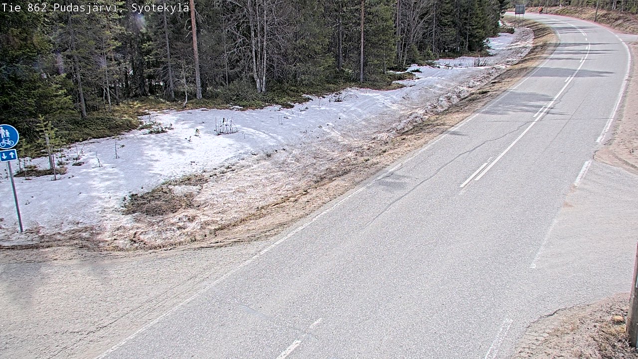 Weather Camera Image Väg 862 Pudasjärvi, Syötekylä, Pudasjärvi, Pohjois-Pohjanmaa