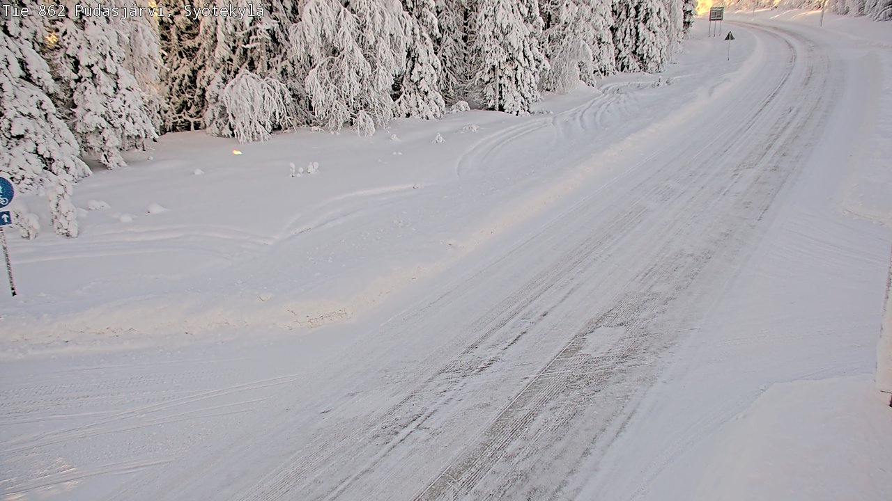 Weather Camera Image Road 862 Pudasjärvi, Syötekylä, Pudasjärvi, Pohjois-Pohjanmaa