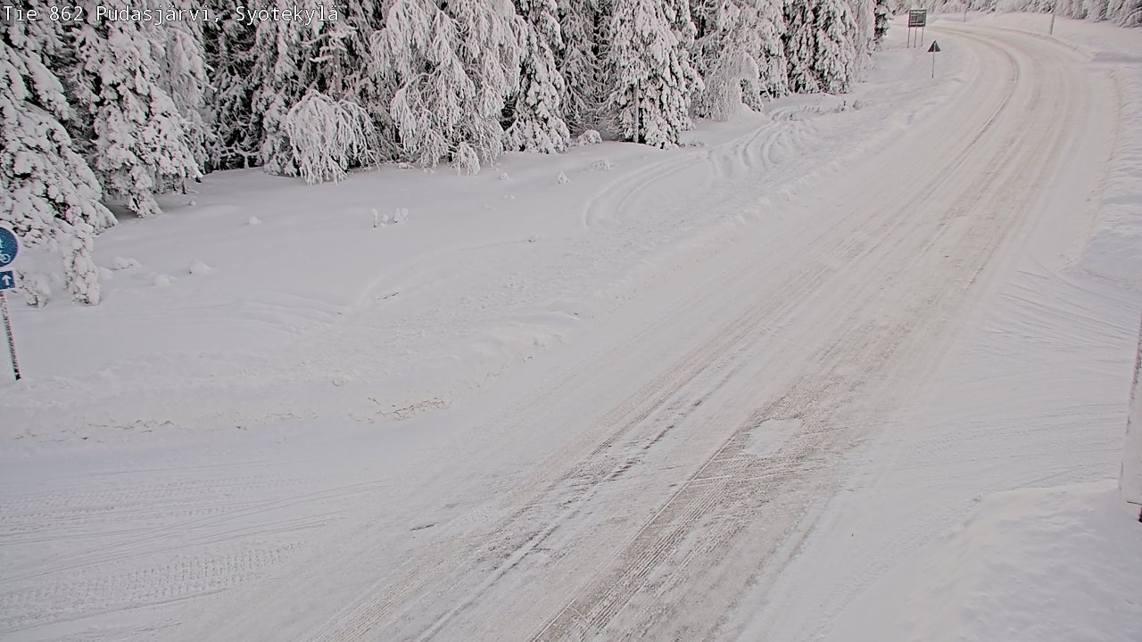 Weather Camera Image Road 862 Pudasjärvi, Syötekylä, Pudasjärvi, Pohjois-Pohjanmaa