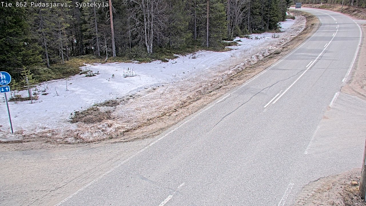 Weather Camera Image Väg 862 Pudasjärvi, Syötekylä, Pudasjärvi, Pohjois-Pohjanmaa