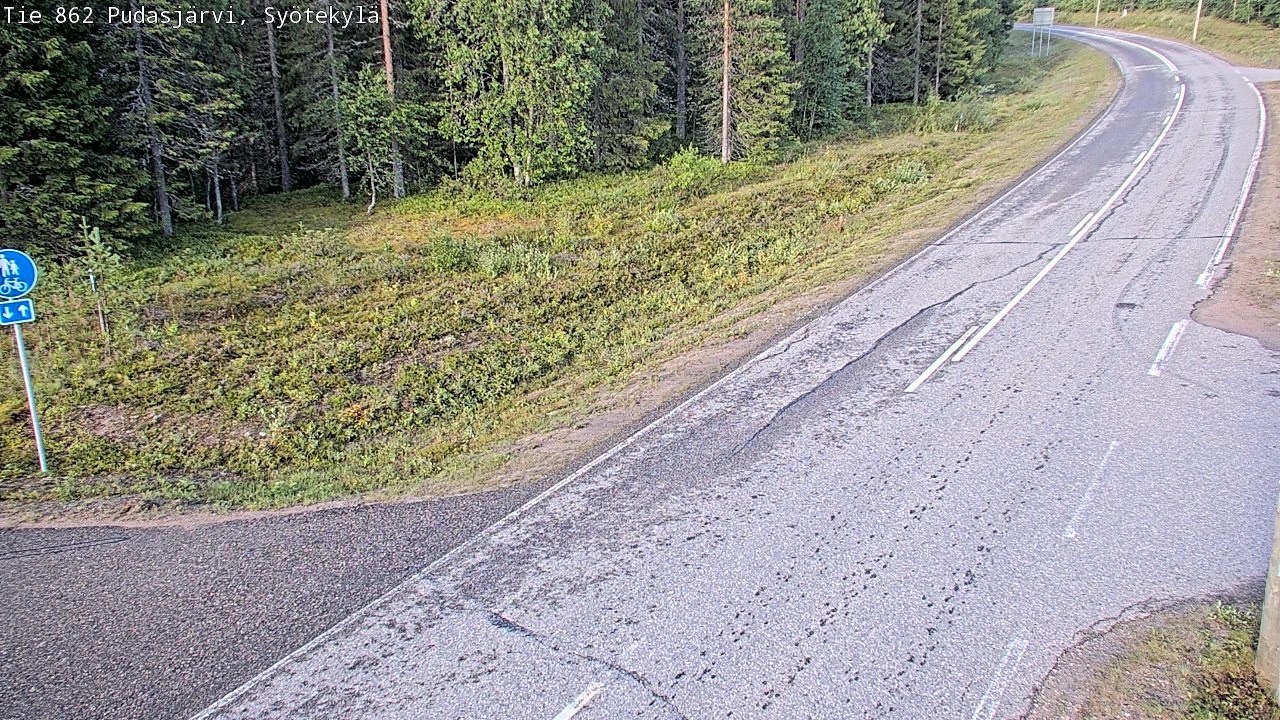 Weather Camera Image Road 862 Pudasjärvi, Syötekylä, Pudasjärvi, Pohjois-Pohjanmaa