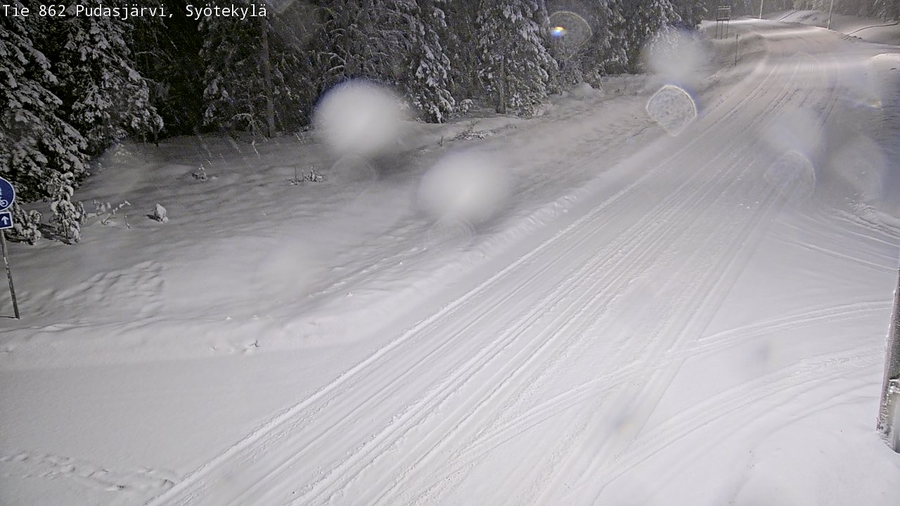 Weather Camera Image Road 862 Pudasjärvi, Syötekylä, Pudasjärvi, Pohjois-Pohjanmaa