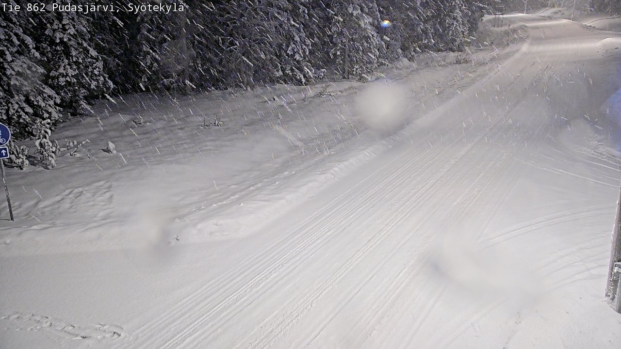 Weather Camera Image Road 862 Pudasjärvi, Syötekylä, Pudasjärvi, Pohjois-Pohjanmaa
