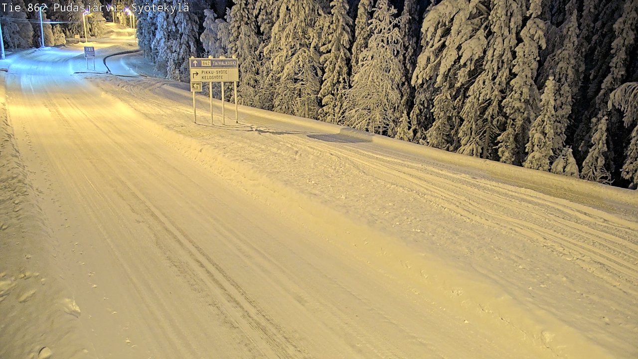 Weather Camera Image Road 862 Pudasjärvi, Syötekylä, Pudasjärvi, Pohjois-Pohjanmaa