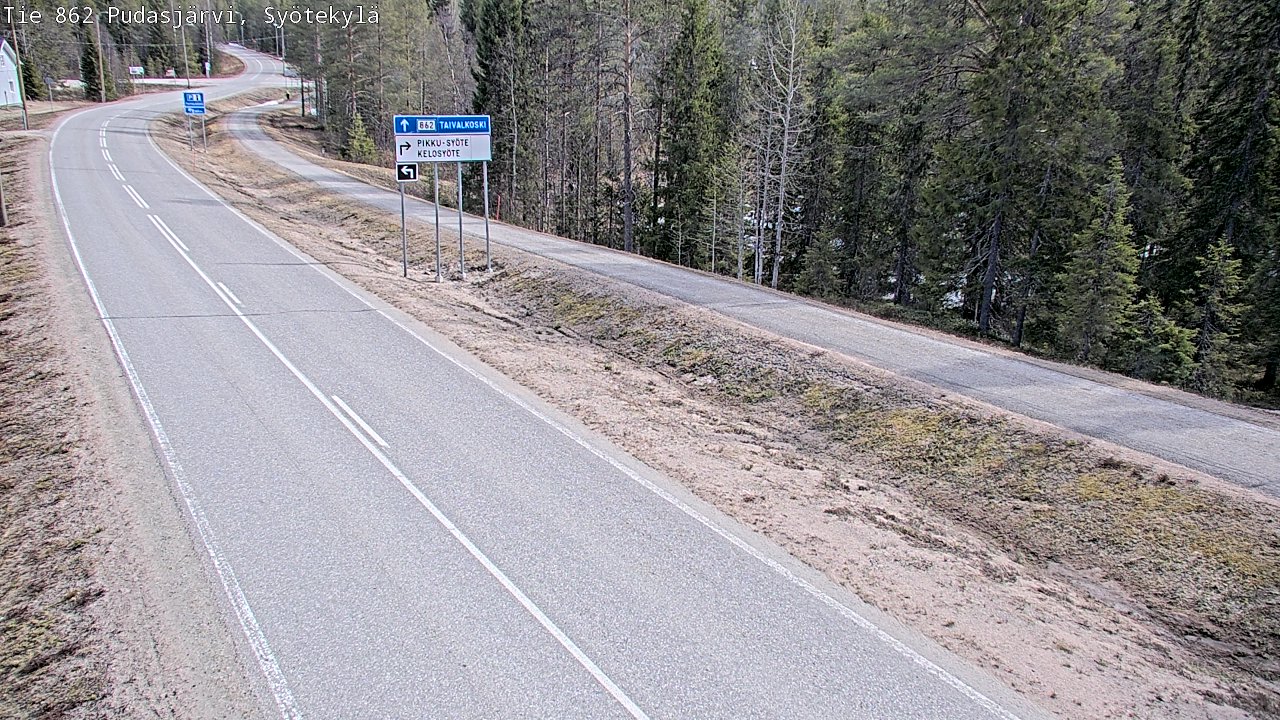 Weather Camera Image Väg 862 Pudasjärvi, Syötekylä, Pudasjärvi, Pohjois-Pohjanmaa