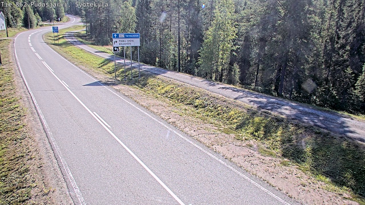 Weather Camera Image Road 862 Pudasjärvi, Syötekylä, Pudasjärvi, Pohjois-Pohjanmaa