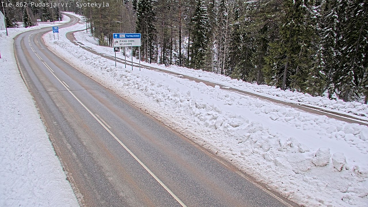 Weather Camera Image Road 862 Pudasjärvi, Syötekylä, Pudasjärvi, Pohjois-Pohjanmaa