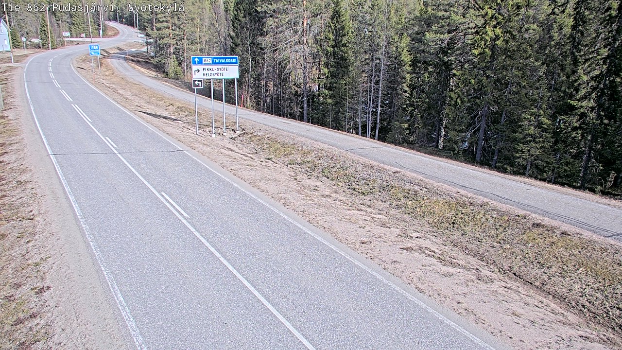 Weather Camera Image Väg 862 Pudasjärvi, Syötekylä, Pudasjärvi, Pohjois-Pohjanmaa