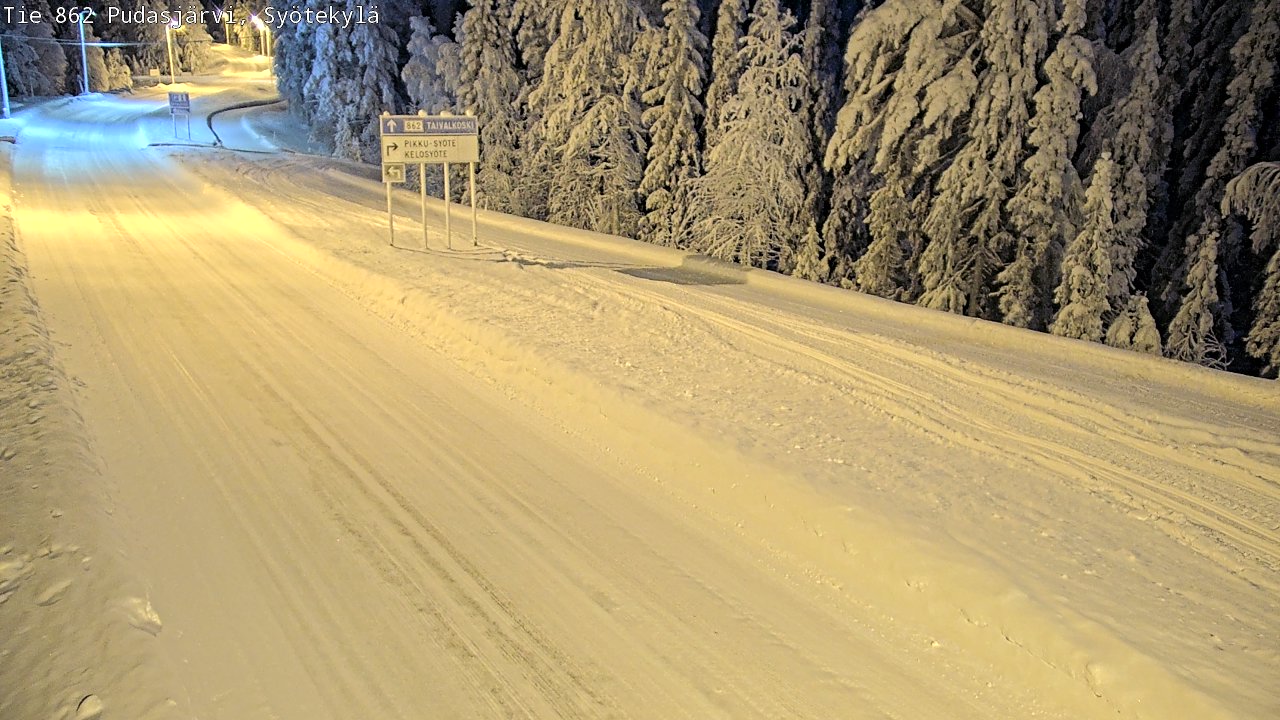 Weather Camera Image Road 862 Pudasjärvi, Syötekylä, Pudasjärvi, Pohjois-Pohjanmaa