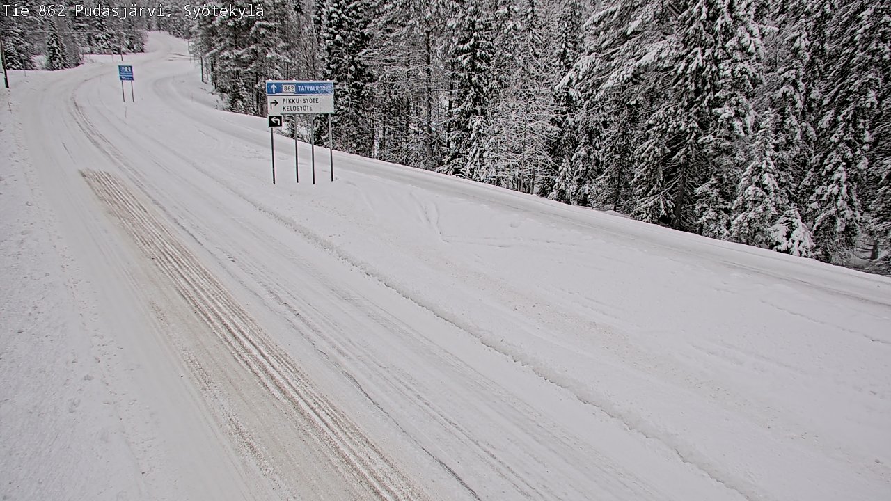 Weather Camera Image Road 862 Pudasjärvi, Syötekylä, Pudasjärvi, Pohjois-Pohjanmaa