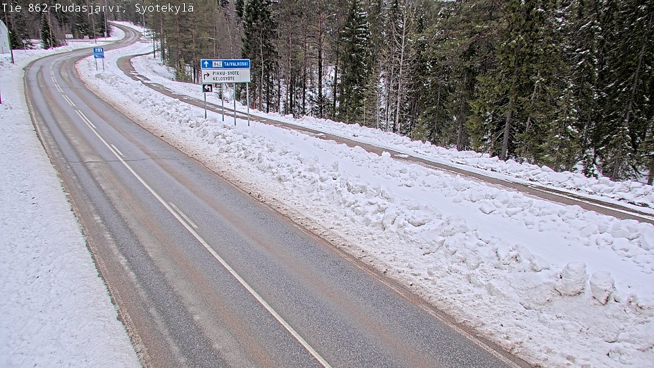 Weather Camera Image Road 862 Pudasjärvi, Syötekylä, Pudasjärvi, Pohjois-Pohjanmaa