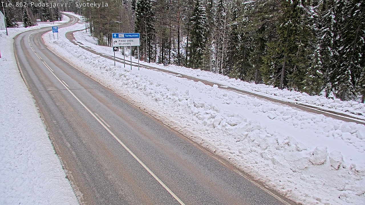 Weather Camera Image Road 862 Pudasjärvi, Syötekylä, Pudasjärvi, Pohjois-Pohjanmaa