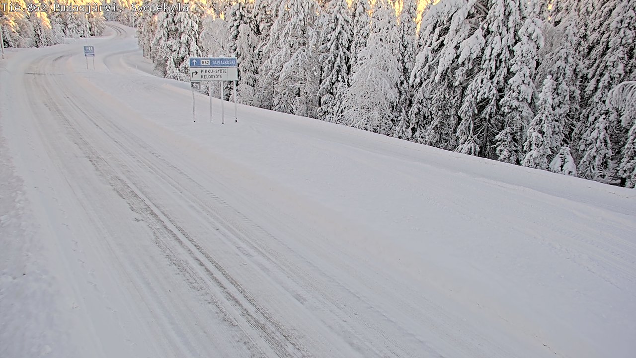 Weather Camera Image Road 862 Pudasjärvi, Syötekylä, Pudasjärvi, Pohjois-Pohjanmaa
