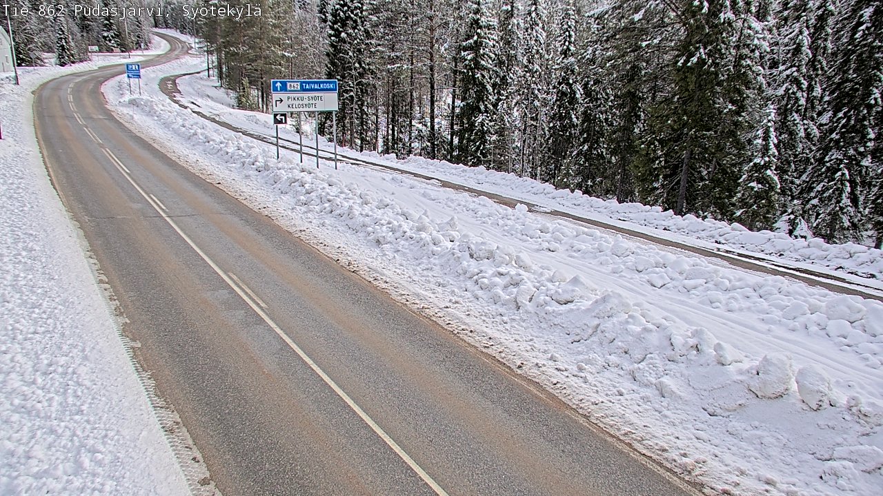 Weather Camera Image Road 862 Pudasjärvi, Syötekylä, Pudasjärvi, Pohjois-Pohjanmaa